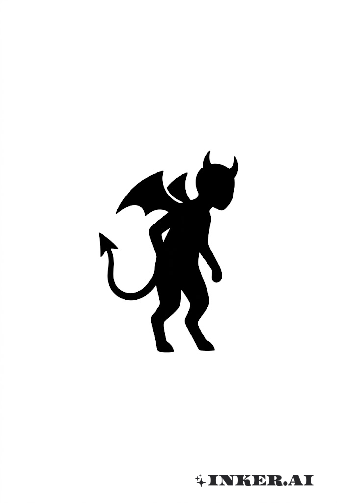 Minimalist Demon Silhouette