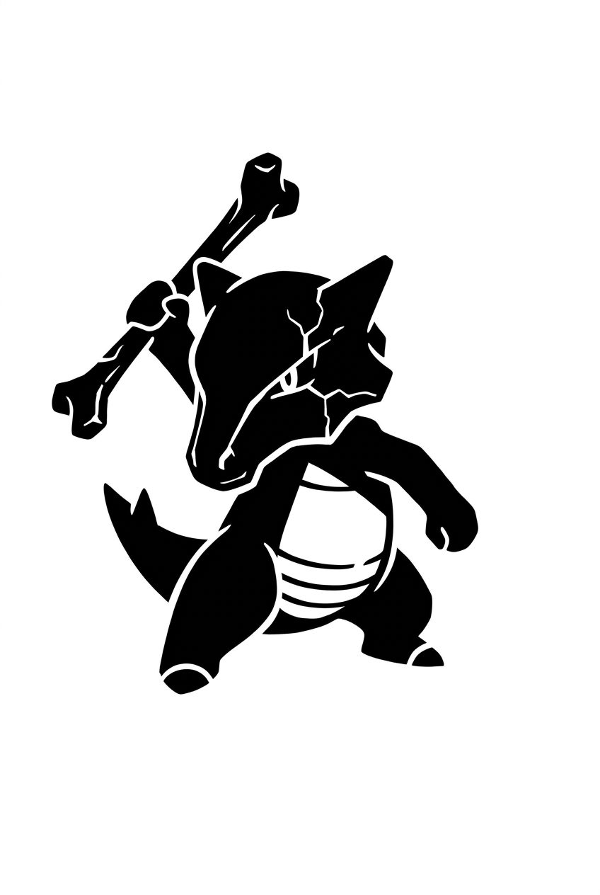 Cubone Blackwork Bone Spear Posture