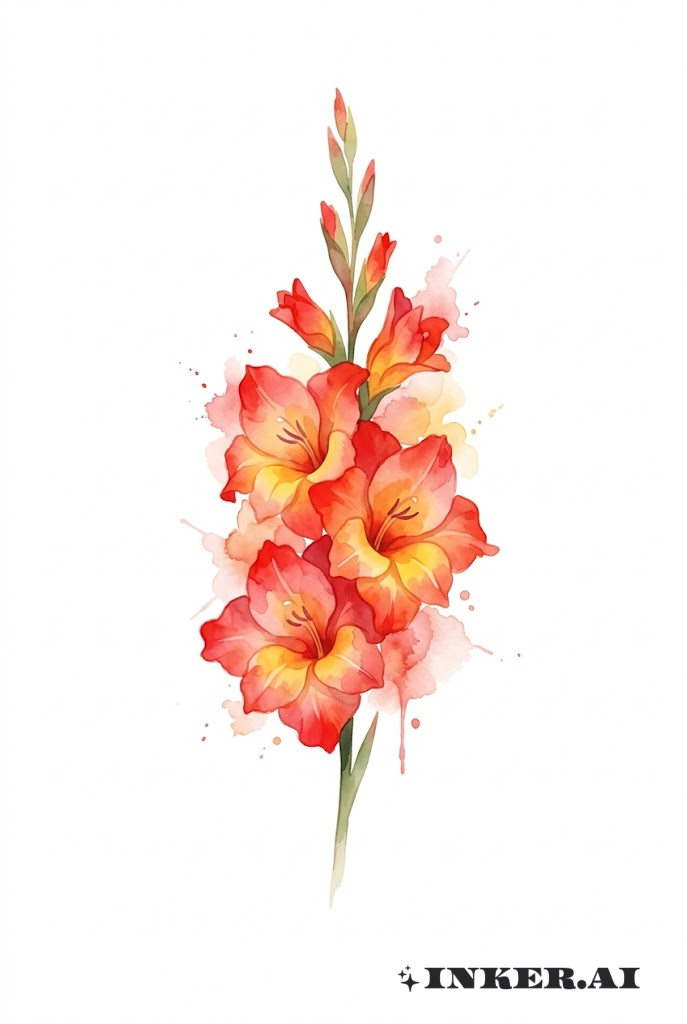 Gladiolo Contraste com Estilo Aquarela