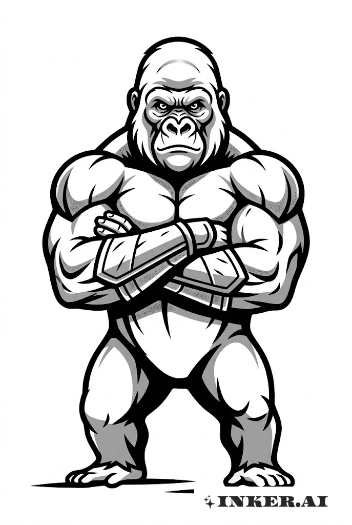 Gorilla-Krieger Schwarz und Grau