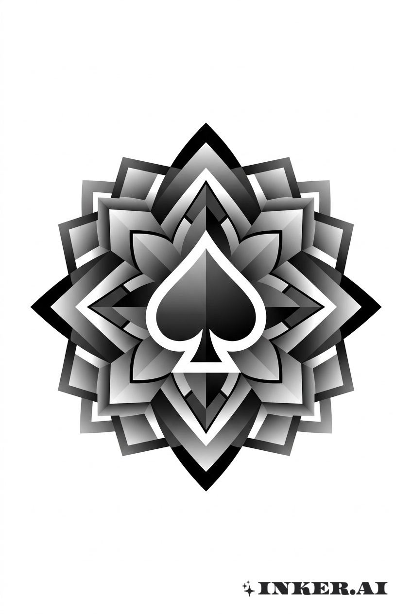 As de Pique Géométrique Mandala