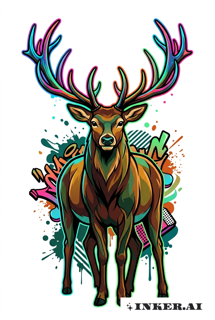 Buck with Neon Antlers