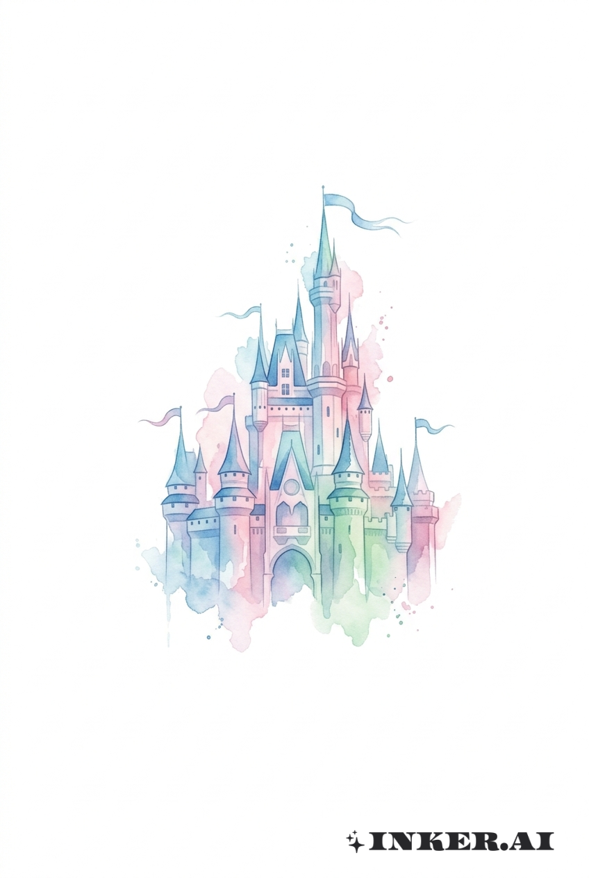 Vương quốc lâu đài tranh màu nước