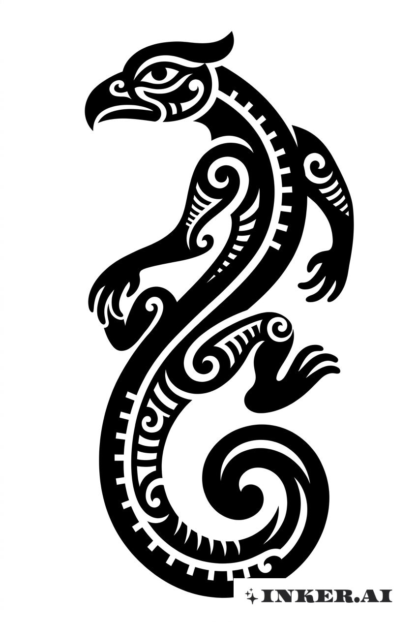 Manaia Gardien en Blackwork Maori