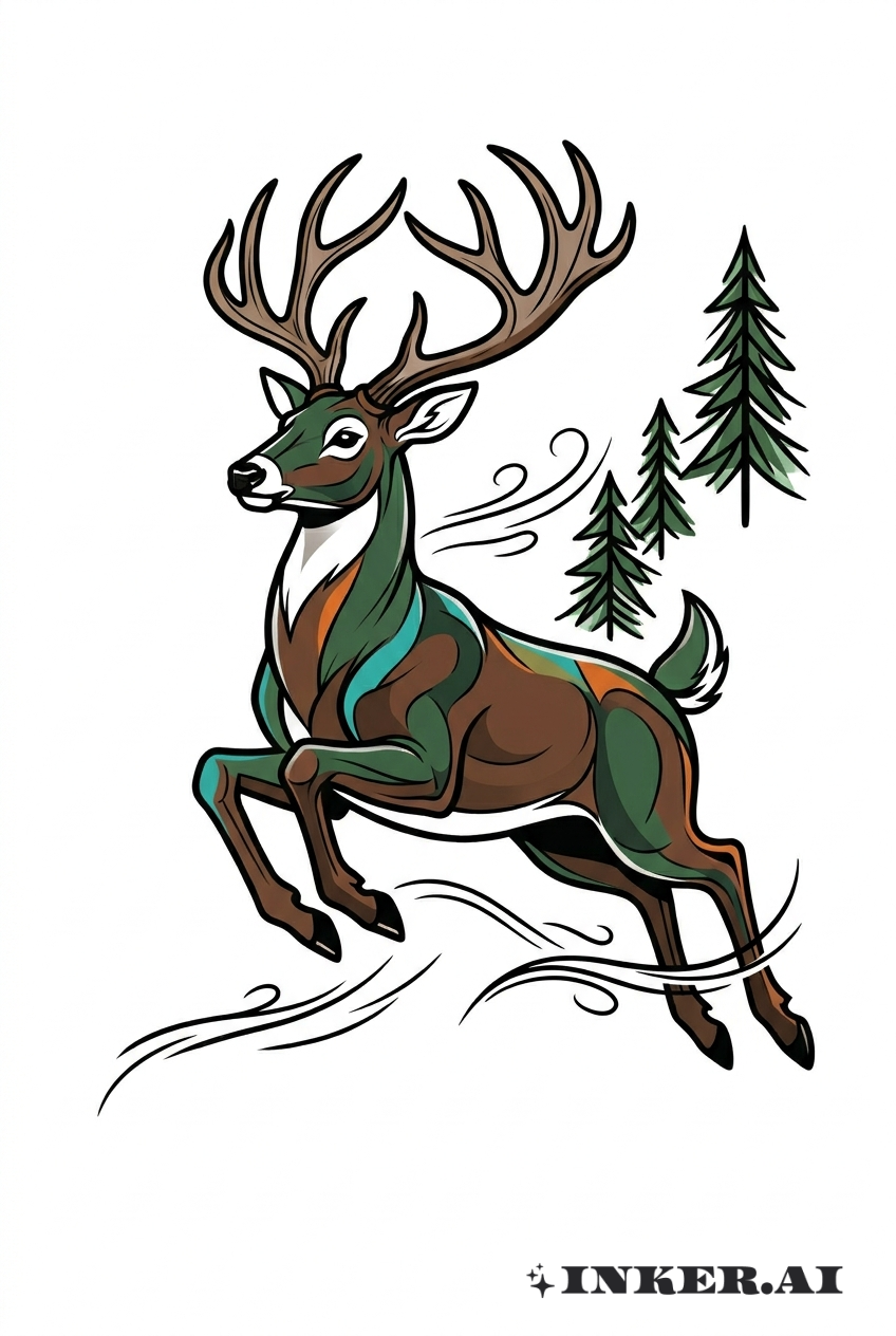 Ciervo Anime en Salto Dinámico