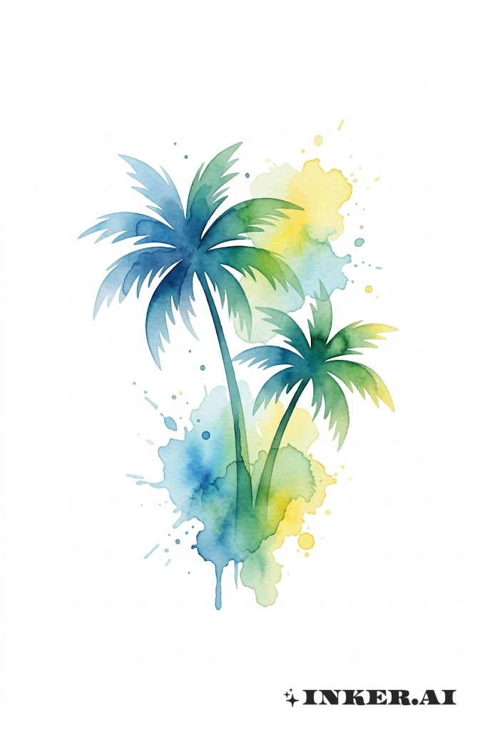 Abstracto de Mezcla de Palmas en Acuarela
