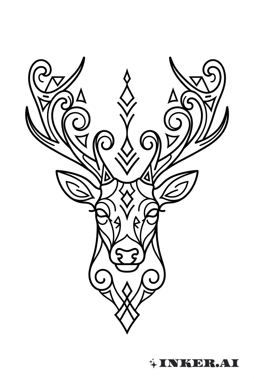 Ornamental Buck with Geometric Accents