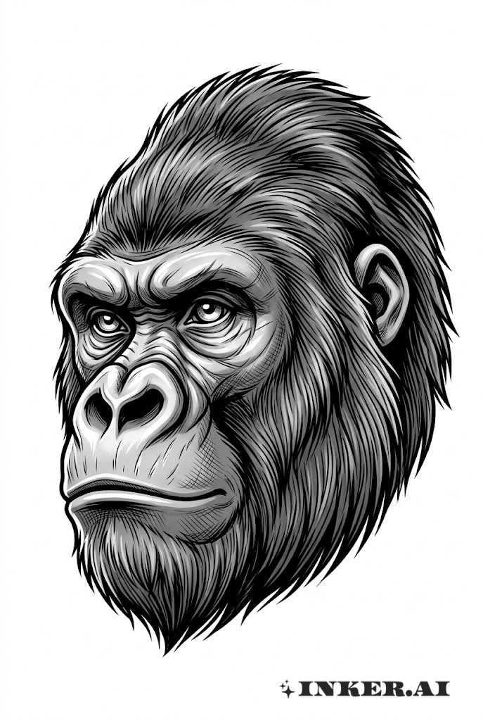 Realistisches Gorilla-Porträt-Tattoo