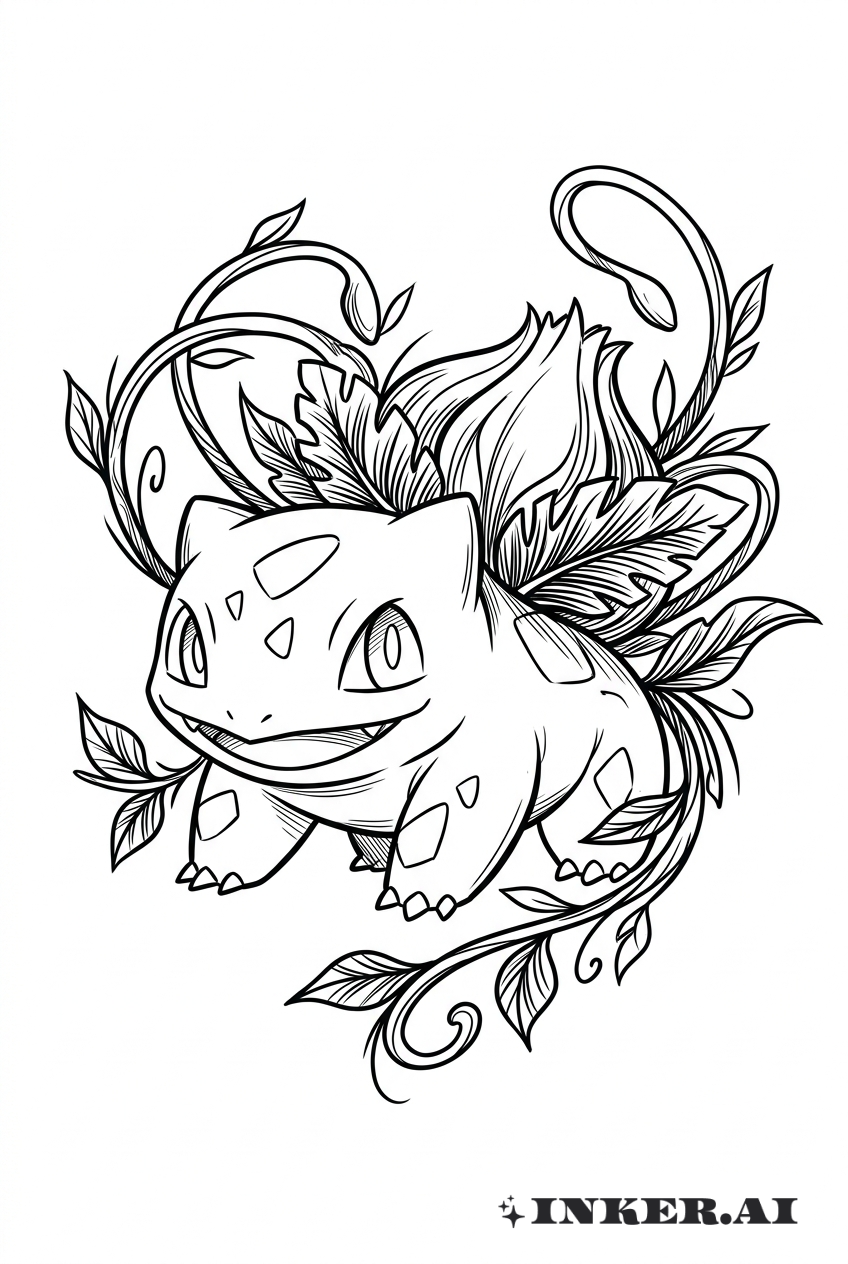 Phác Thảo Bulbasaur với Dây Leo