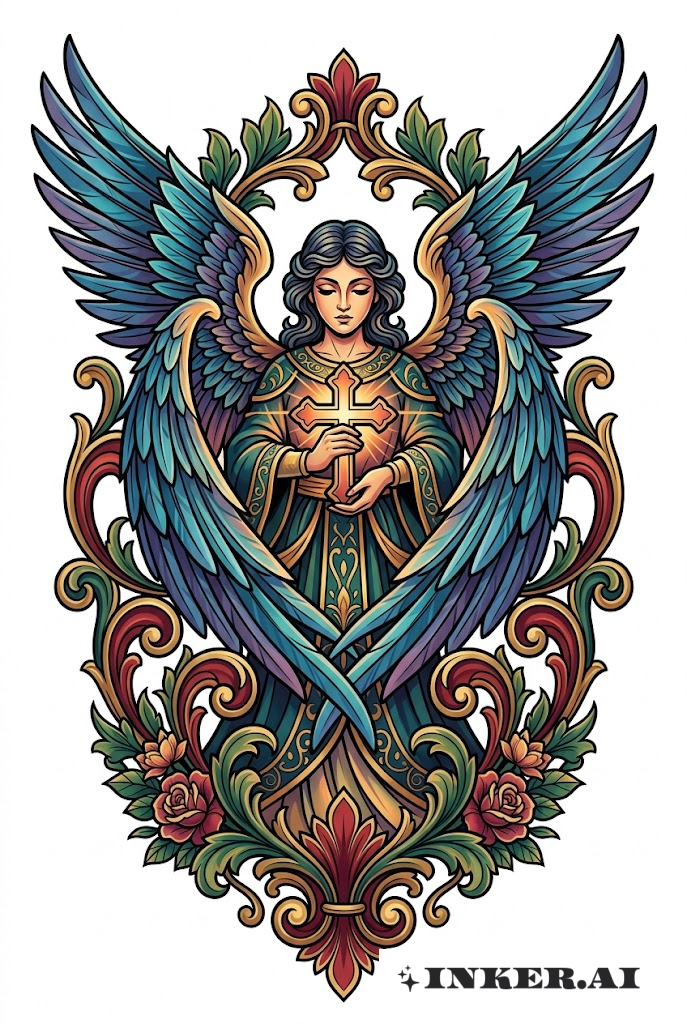 수호천사 믿음 타투