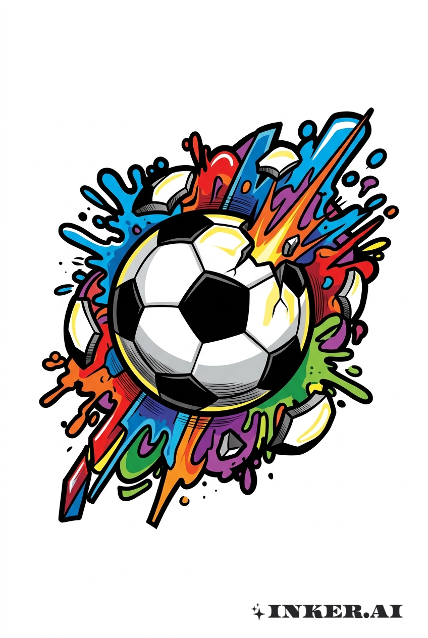 爆発的な色彩のサッカーボール