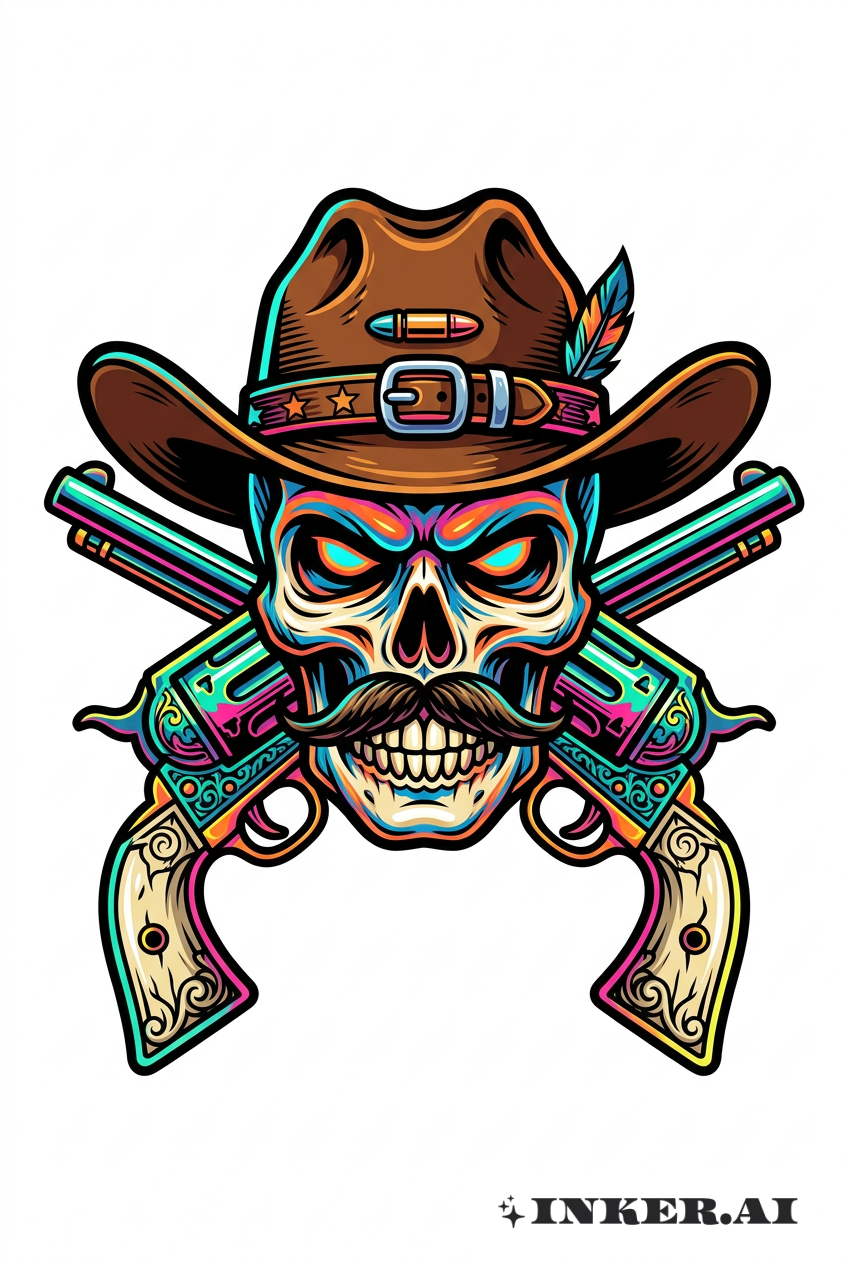 Crâne de Doc Holliday avec Revolver