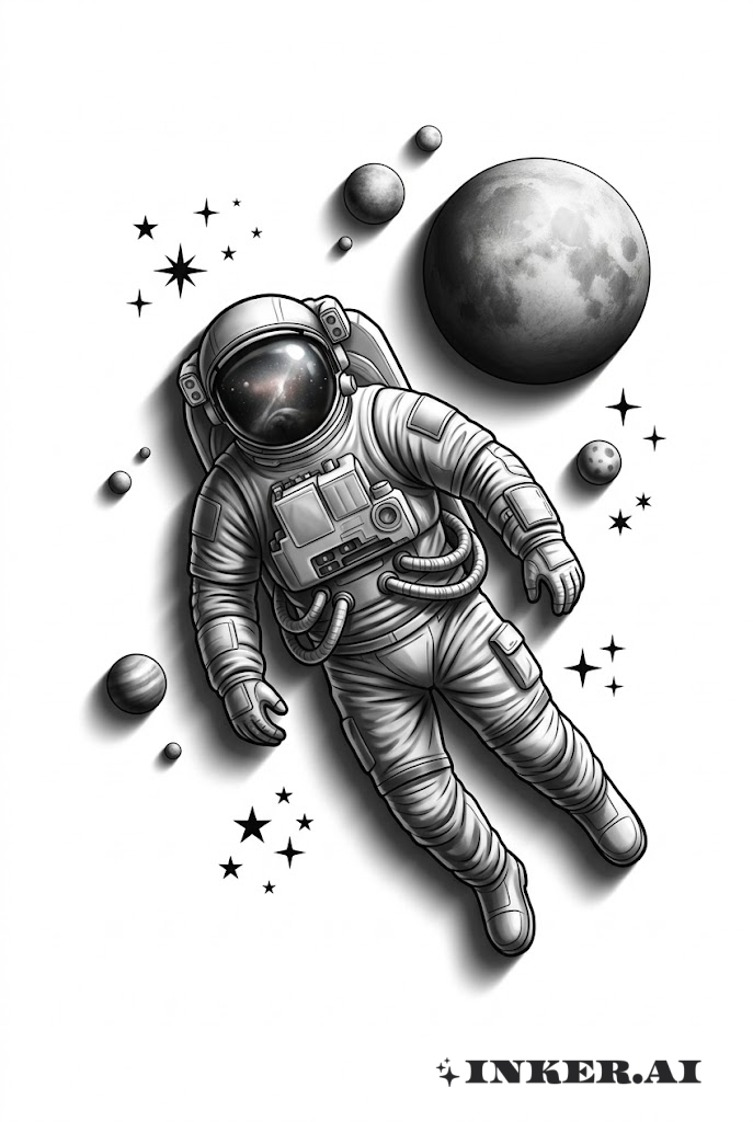 Astronaut Floating in 3D Cosmos
