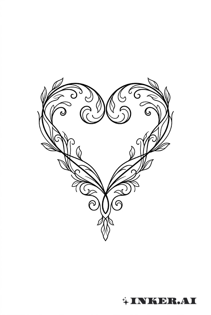 装饰藤蔓心形图案