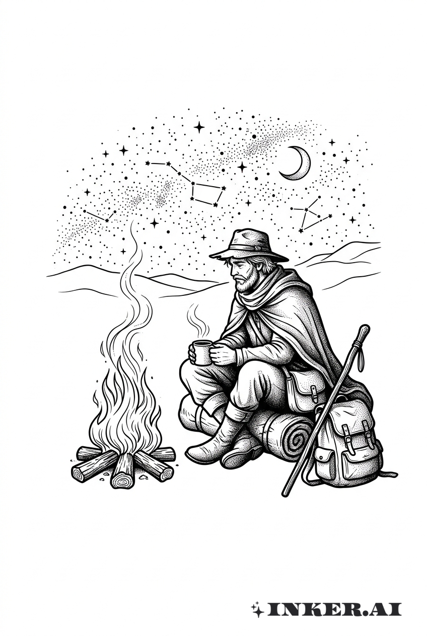 Desenho de Fogueira do Vagabundo