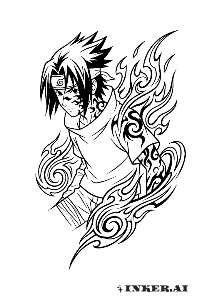 Hình Xăm Phác Thảo Sasuke Vết Nguyền Giải Phóng