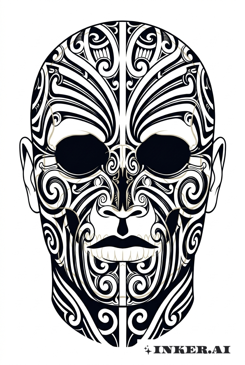Tatouage facial tribal réaliste Maori