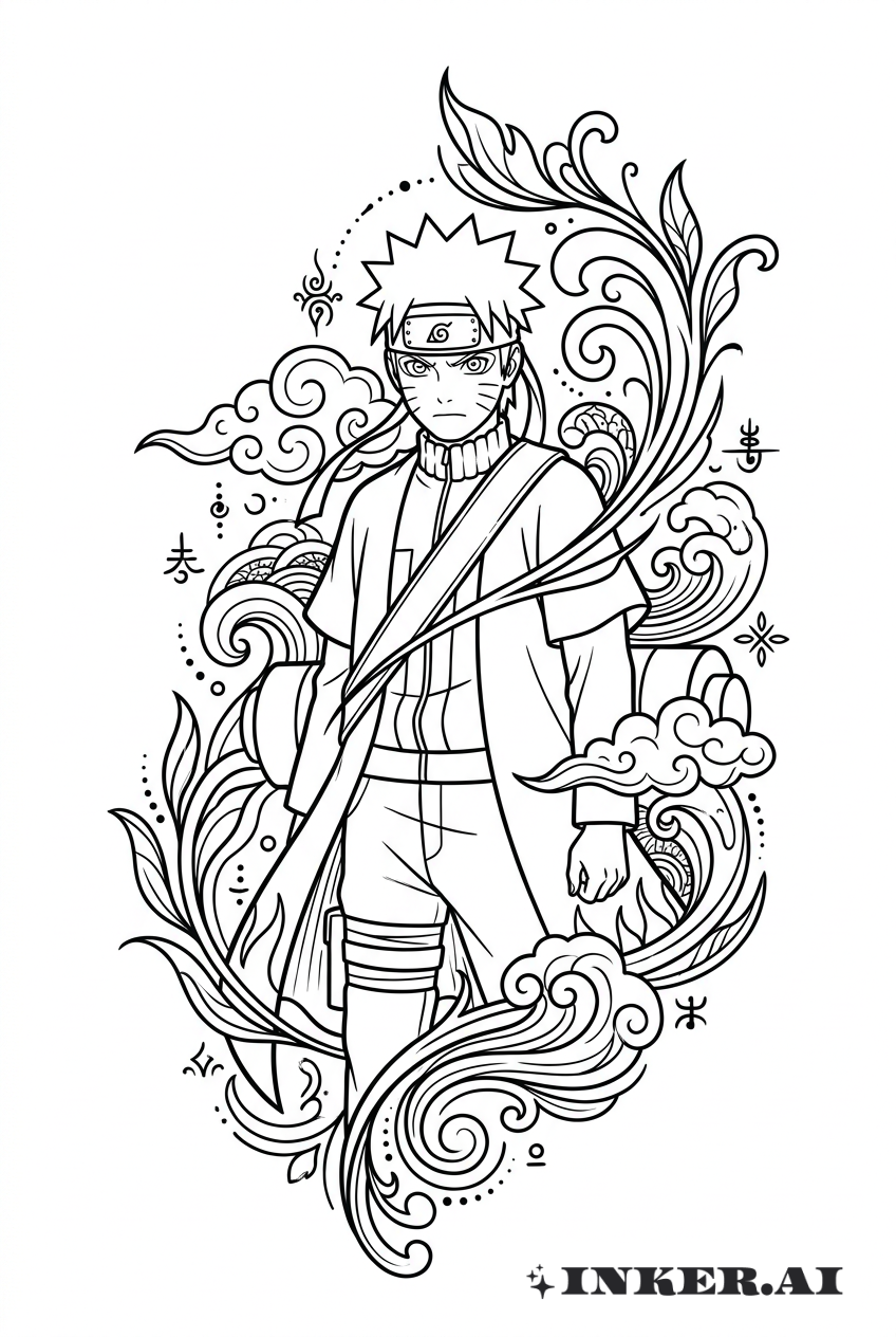 Naruto em pose de sábio ornamental