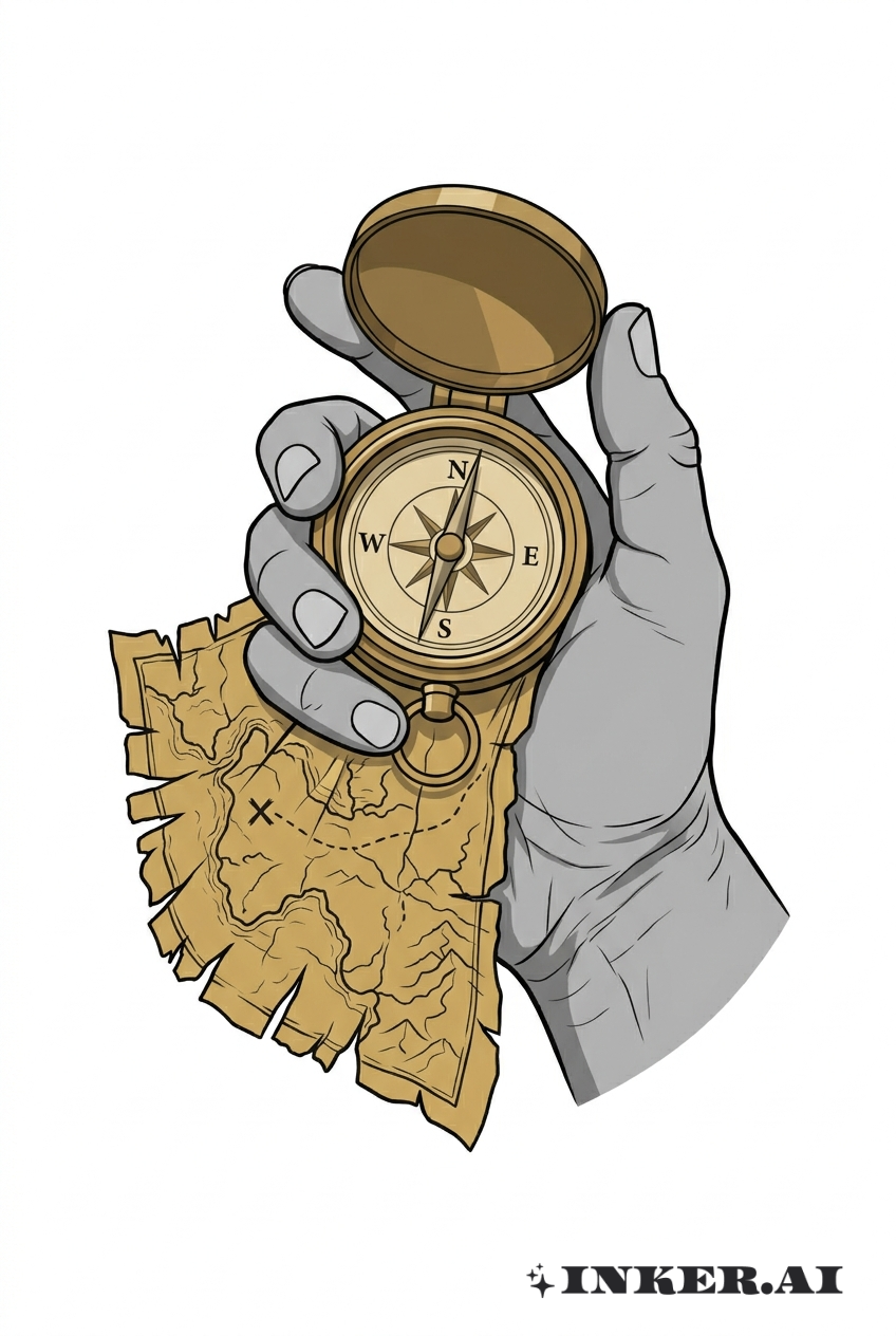 Bússola e Mapa Vagabundo 3D