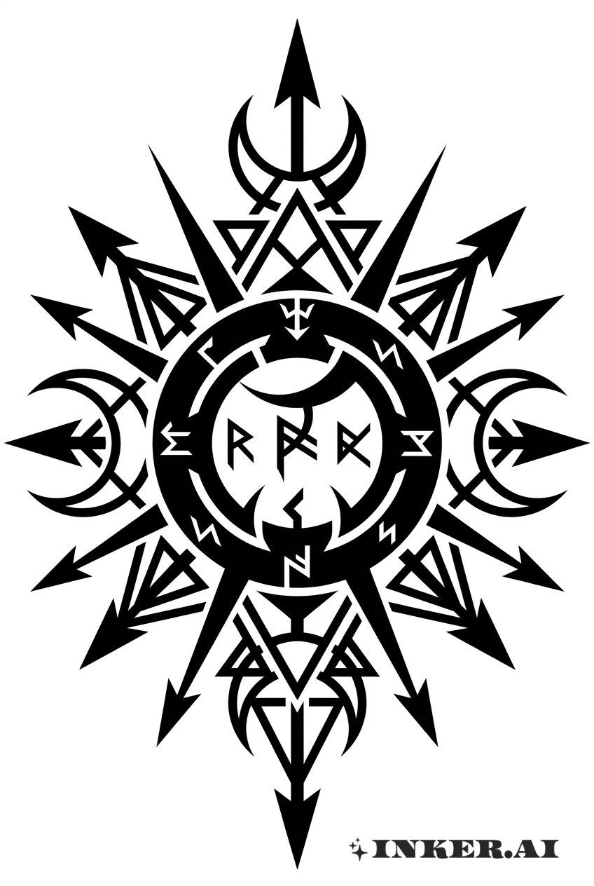 Arcano Sigilo de Tatuaje en Negro