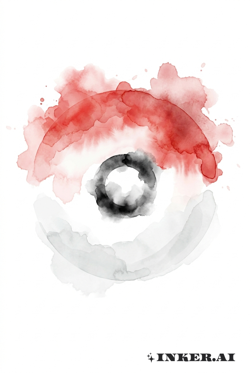 Pokeball en Aquarelle Abstraite