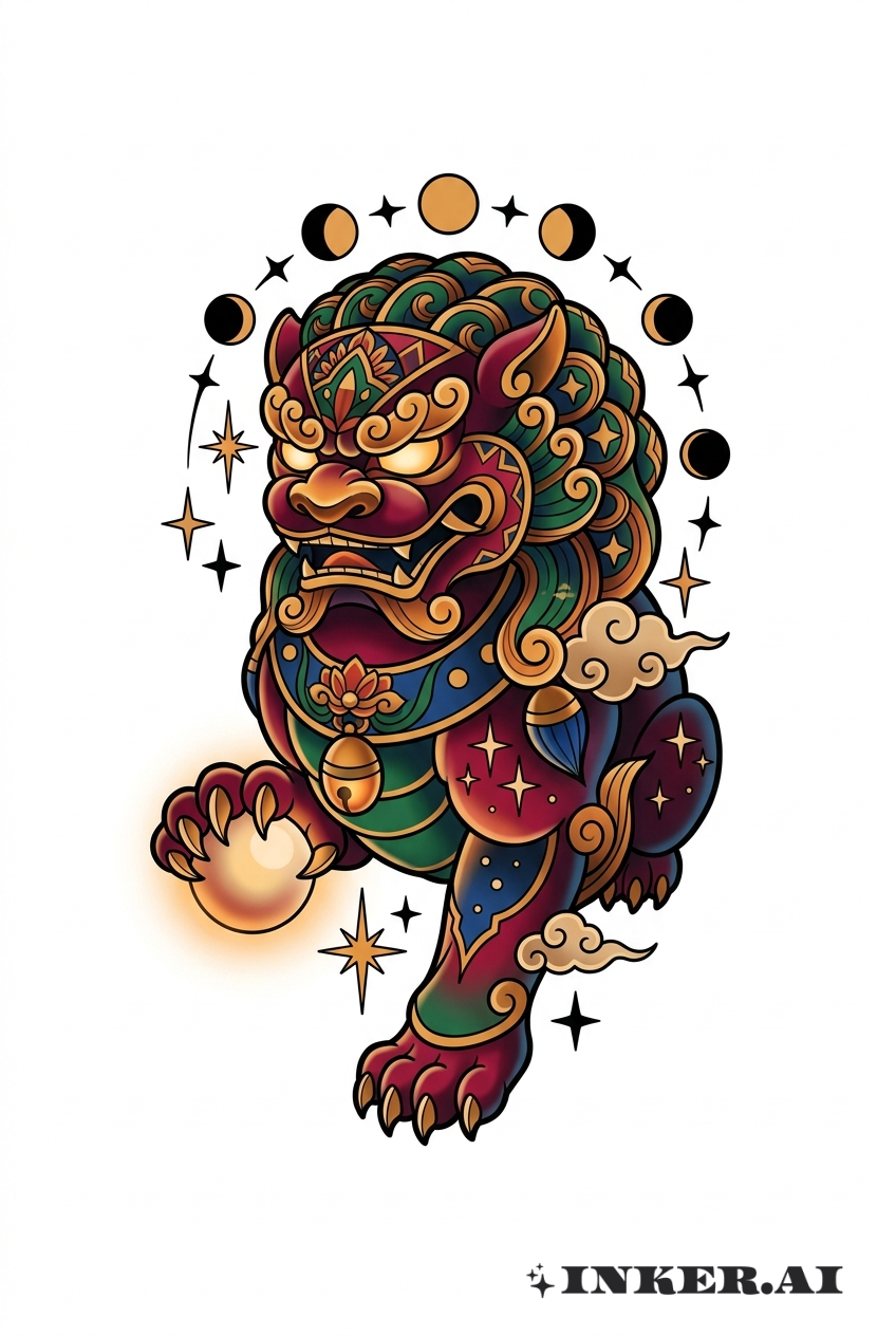 Lion gardien céleste néo-traditionnel