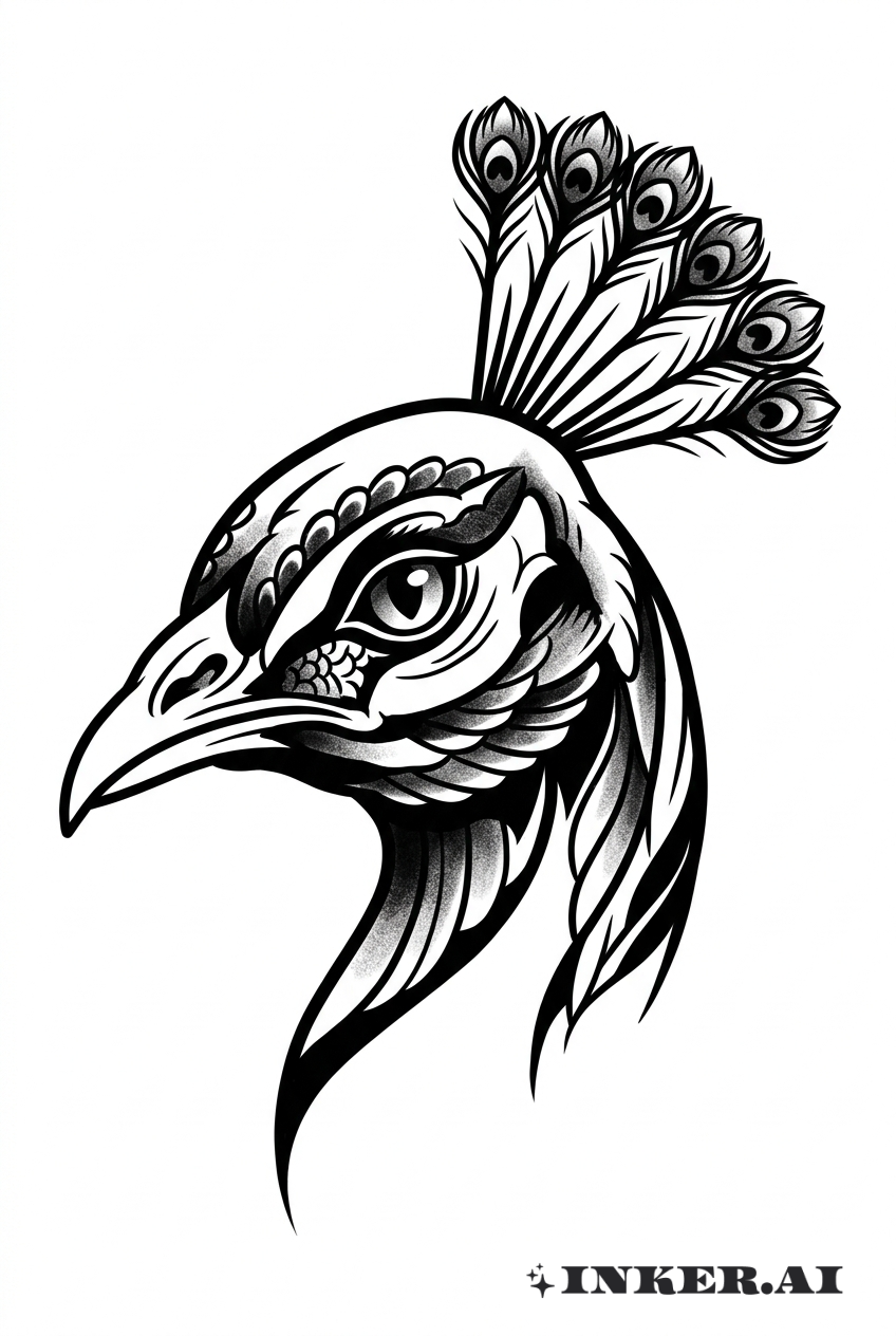 Retrato de Cabeza de Pavo Real Majestuoso