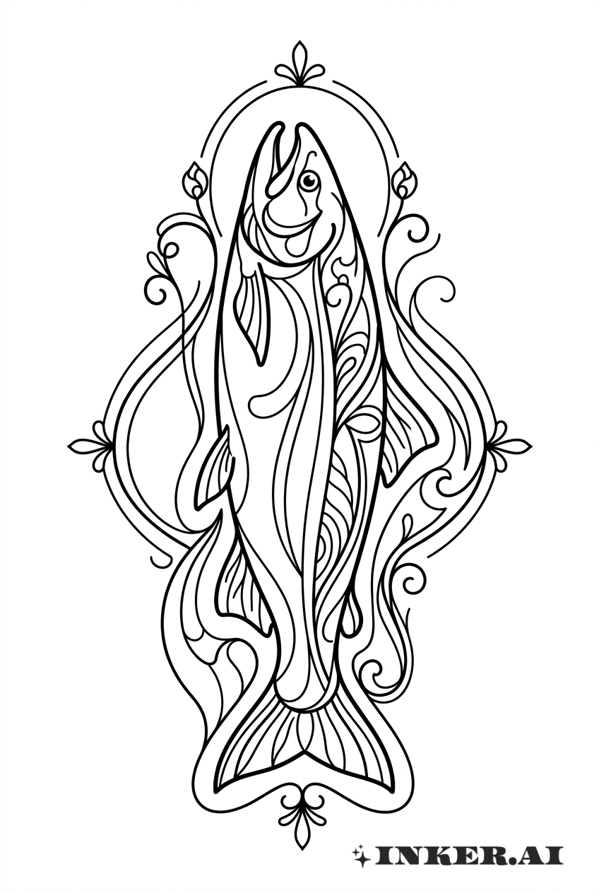 Salmão Ornamental Art Nouveau