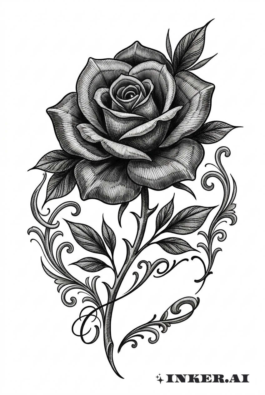 Chicano-Stickerei-Rose