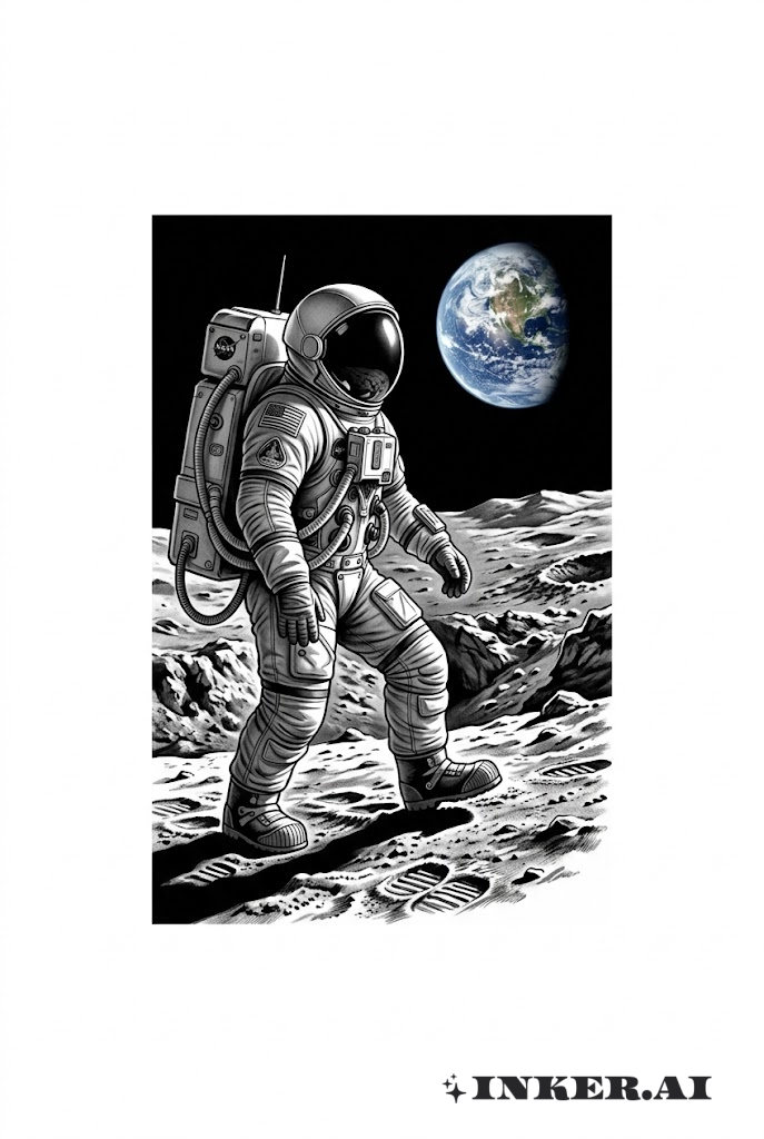 Realistic Astronaut Landing on Moon