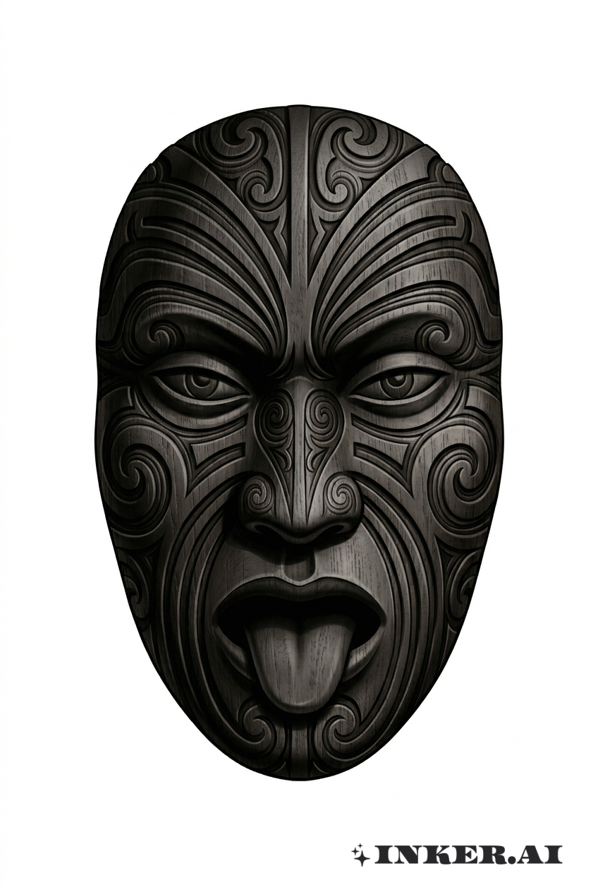 Masque facial maori 3D