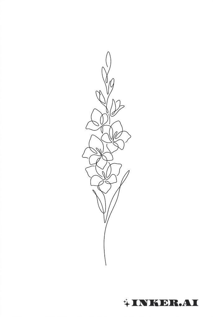 추상 글라디올러스 미니멀 타투