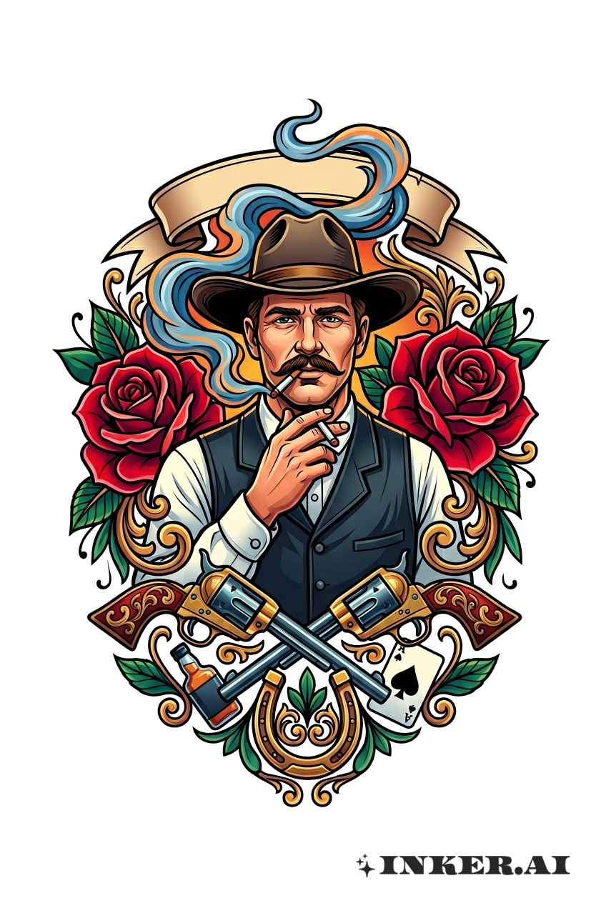 Doc Holliday fumant une cigarette