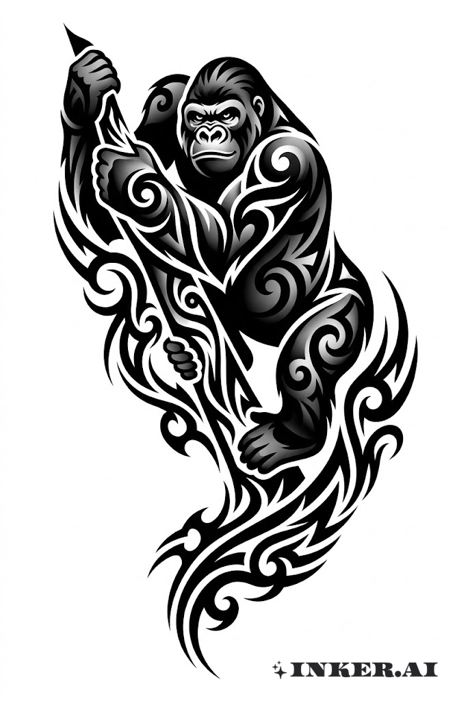 Stammes-Gorilla-Kletterszene