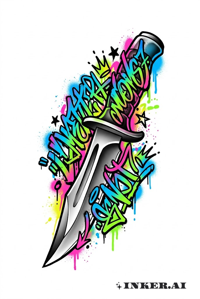Art de rue: Couteau et Tag