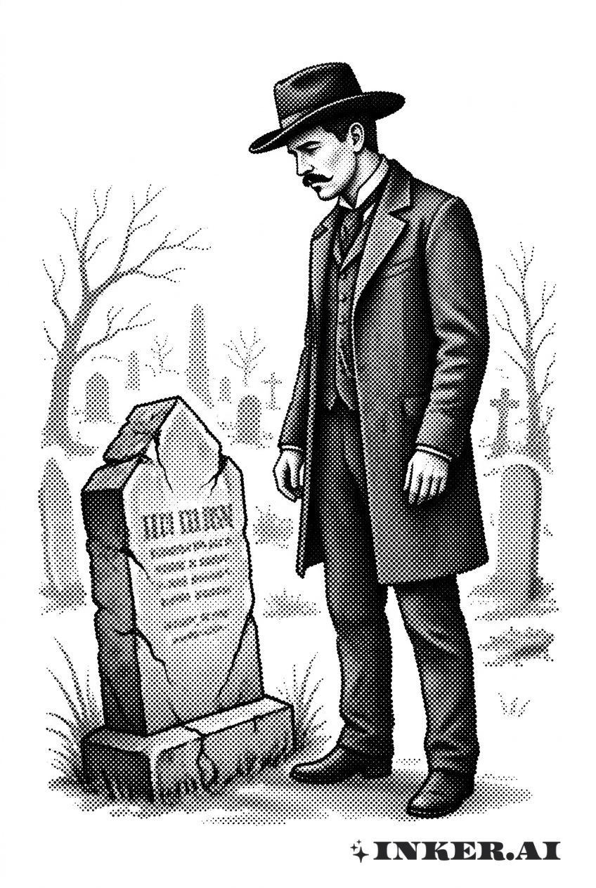 Doc Holliday Dotwork Grabstein-Szene