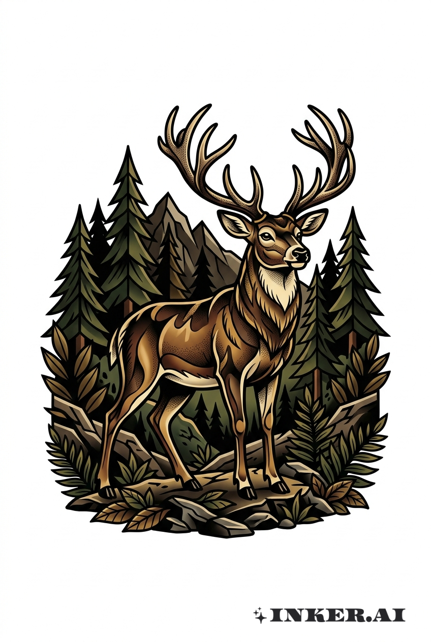 Majestic Buck with Forest Background