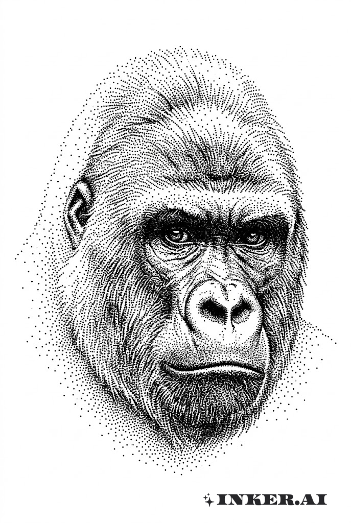 Dotwork Gorilla Majestät