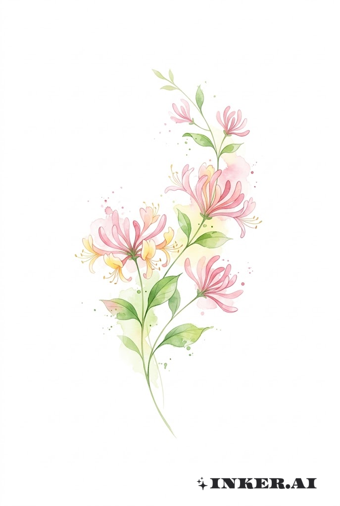 梦幻金银花田水彩纹身