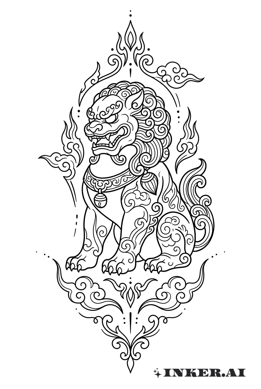 Leão chinês guardião ornamental