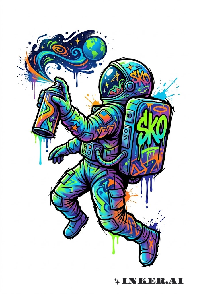 Street Art Astronaut with Spraycan