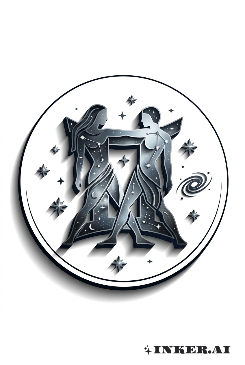 Símbolo de Géminis con Estrellas en 3D