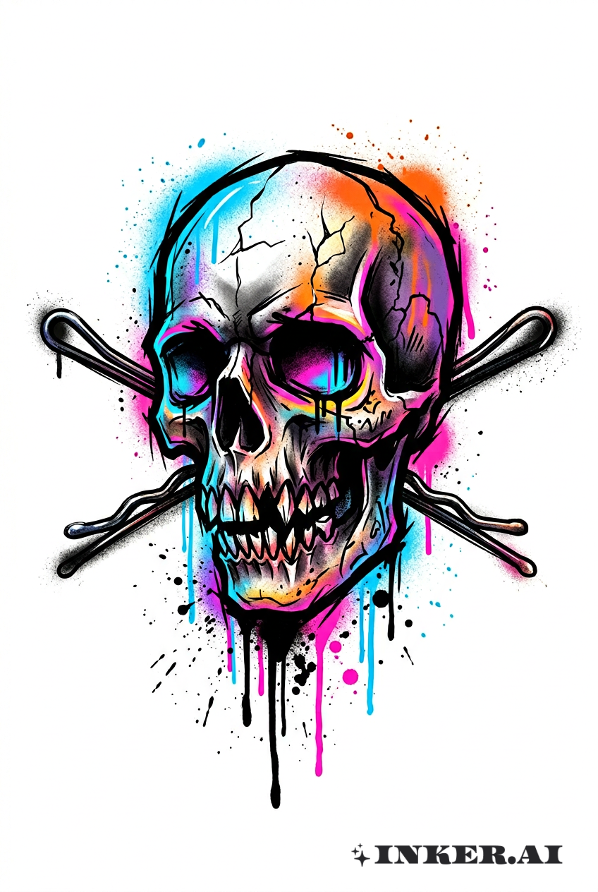 Calavera de Graffiti con Horquillas