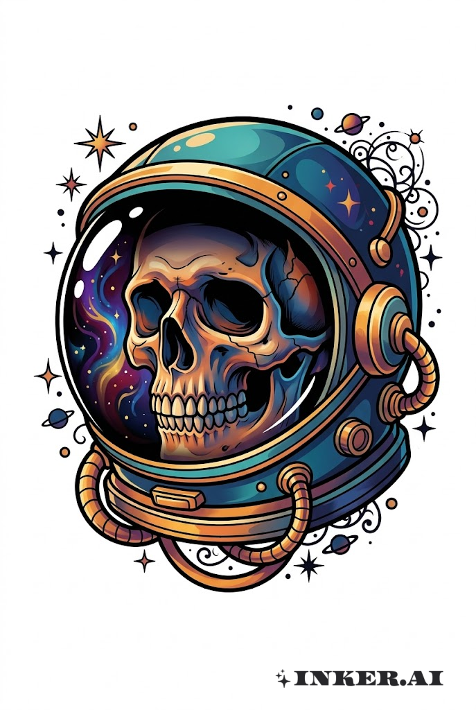 Astronautenschädel im Raumhelm