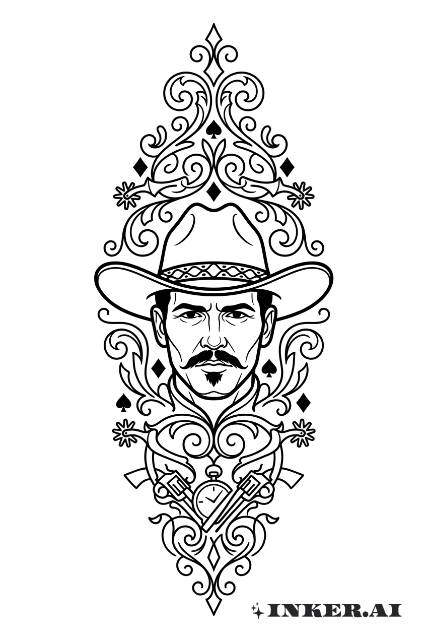 Ornamentales Doc Holliday-Cowboy-Porträt