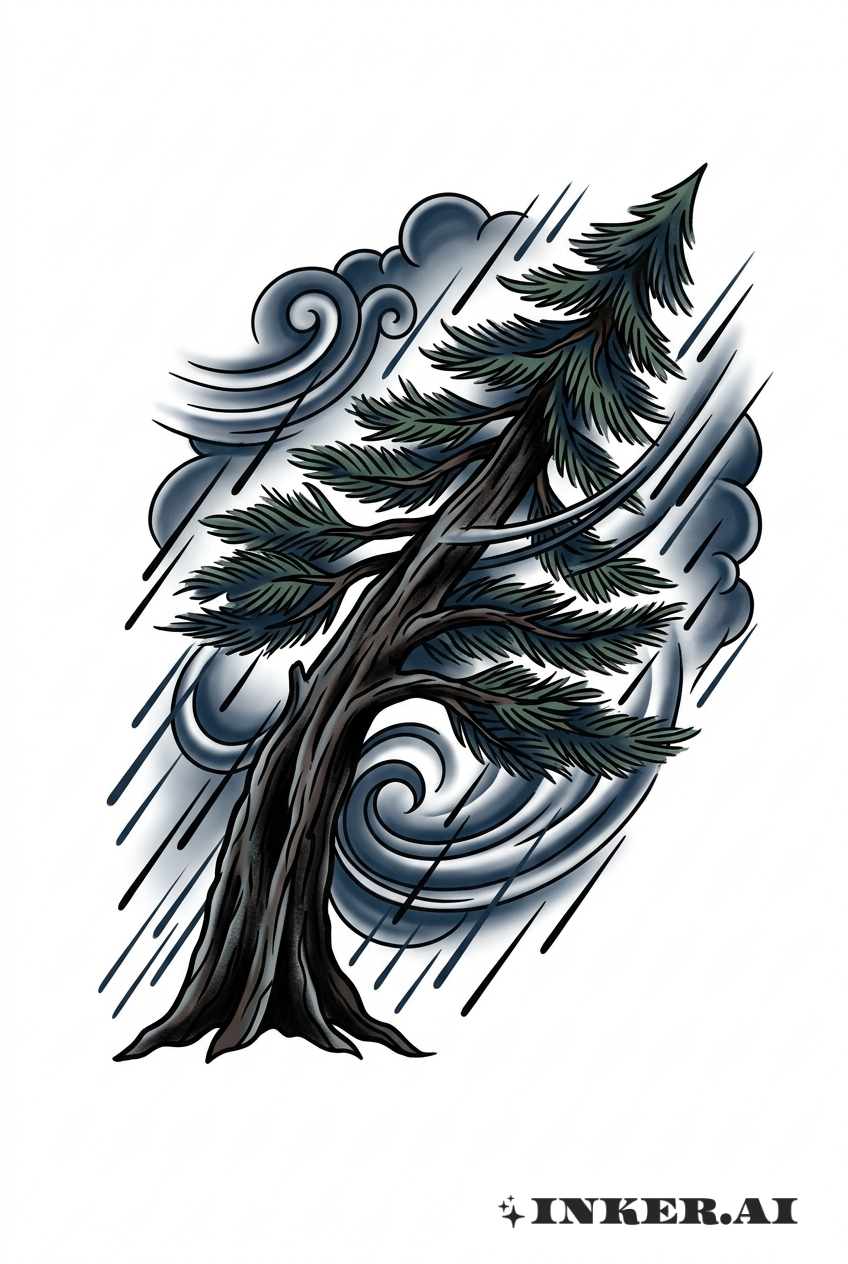 嵐の中のレッドウッドのシーン