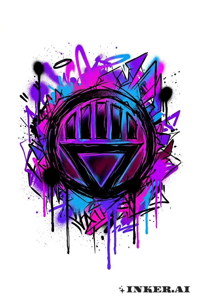 城市黑燈籠塗鴉場景