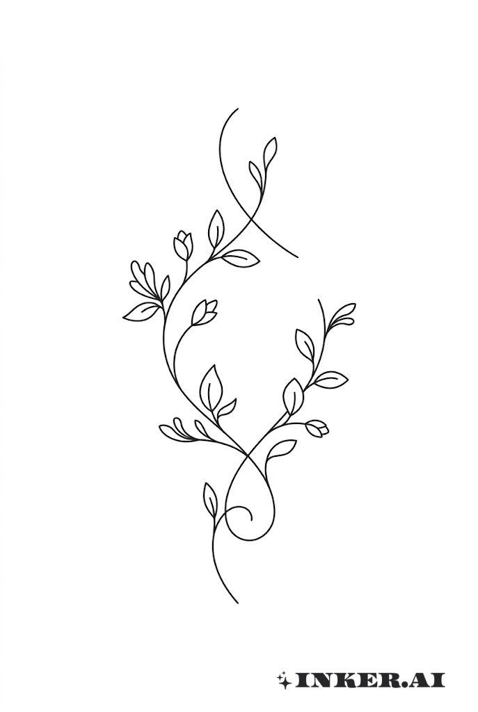 Honeysuckle Vine Linear Tattoo