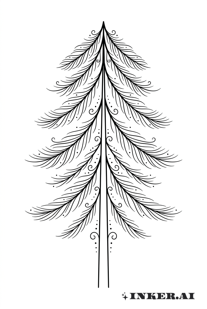 装飾羽をあしらったカスケード状のレッドウッドツリー