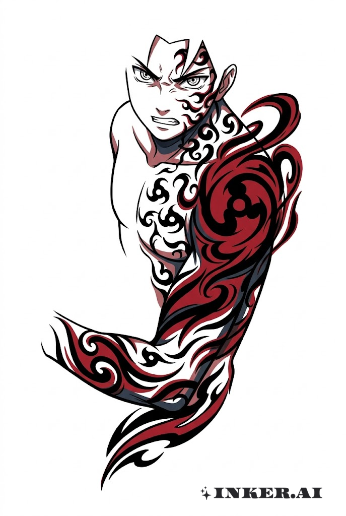 Transformation de Sasuke avec la Marque Maudite